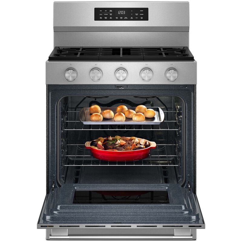 KitchenAid 30 in. 5.0 cu. ft. Smart Air-Fry True European Convection Gas Range with 5 Sealed Burners - Stainless Steel with PrintShield Finish, , hires