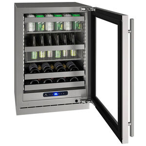 U-Line 5 Class Series 24 in. 5.2 cu. ft. Built-In/Freestanding Beverage Center with Adjustable Shelves & Digital Control - Stainless Steel, , hires