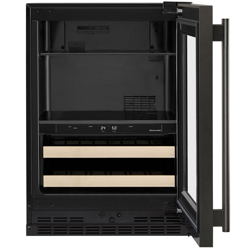 KitchenAid 24 in. Built-In/Freestanding 4.8 cu. ft. Compact Beverage Center with Adjustable Shelves & Digital Control - Black Ore, Black Ore, hires