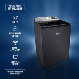 Maytag 27 in. 5.2 cu. ft. Smart Top Load Washer with Agitator & Extra Power - Midnight Steel, Midnight Steel, hires