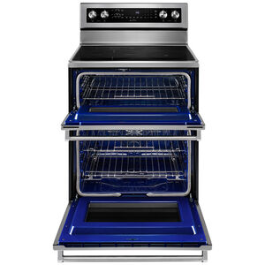 KitchenAid 30 in. 6.7 cu. ft. Convection Double Oven Freestanding Electric Range with 5 Smoothtop Burners - Stainless Steel, Stainless Steel, hires