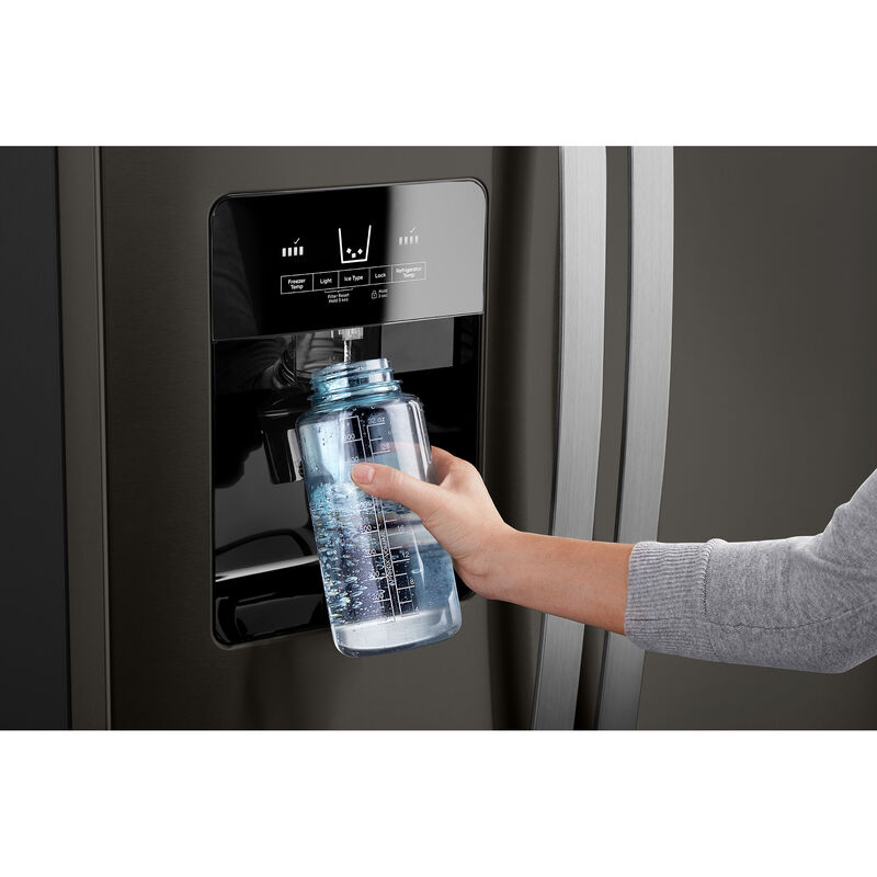 Whirlpool 36 in. 24.5 cu. ft. Side by Side Refrigerator with Ice & Water Dispenser - Black Stainless, Black Stainless, hires