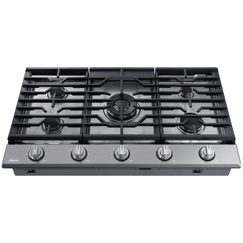 Dacor Transitional 36 in. 5-Burner Smart Natural Gas Cooktop with Griddle, Simmer Burner & Power Burner - Silver Stainless, , hires