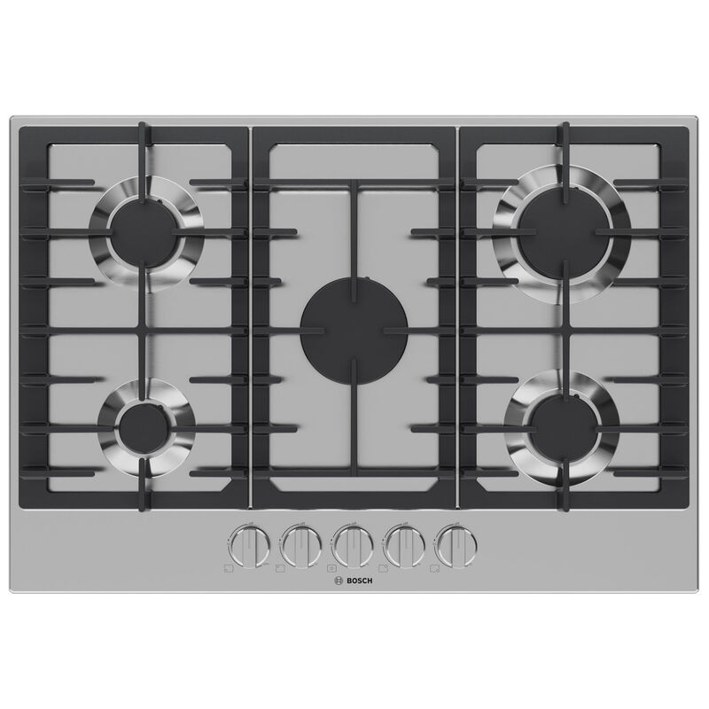 Bosch 300 Series 30 in. 5-Burner Natural Gas Cooktop with FlameSafe Thermocouple Sensor, Simmer & Power Burners - Stainless Steel, , hires