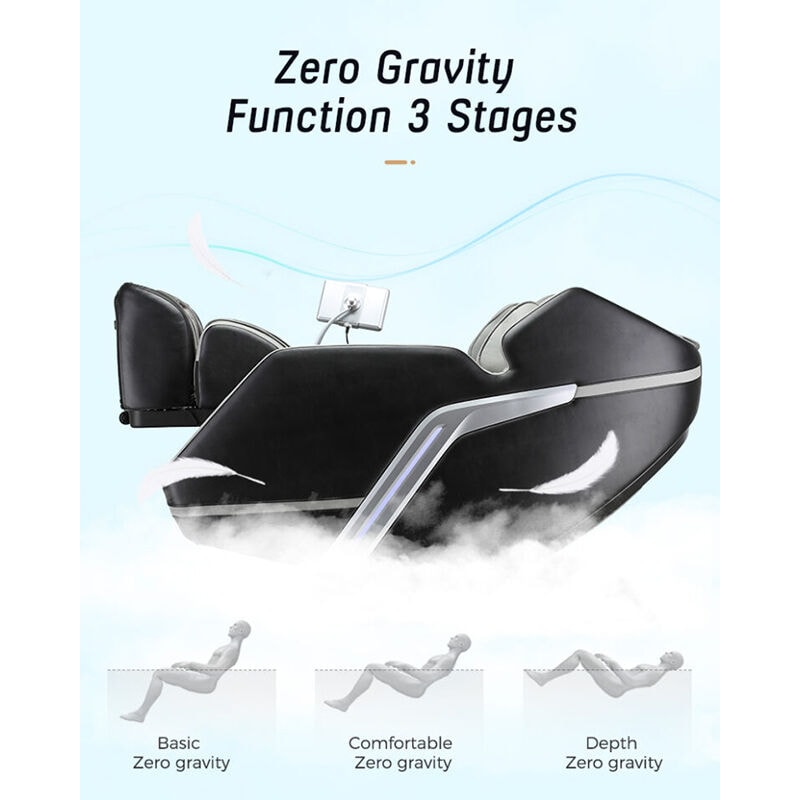 Lifesmart 4D Zero Gravity Massage Chair with Bluetooth Speakers - Gray & Black, , hires