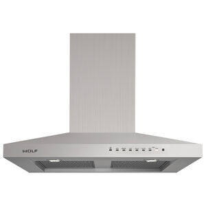 Wolf 30 in. Chimney Style Range Hood with 3 Speed Settings, Convertible Venting & 2 LED Lights - Stainless Steel, , hires