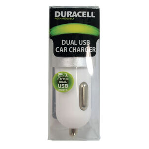 Duracell Dual USB 2.1 Amp Car Charger - White, White, hires
