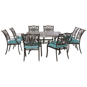 Hanover Traditions 9-Piece Square Dining Set with 8 Stationery Dining Chairs, , hires