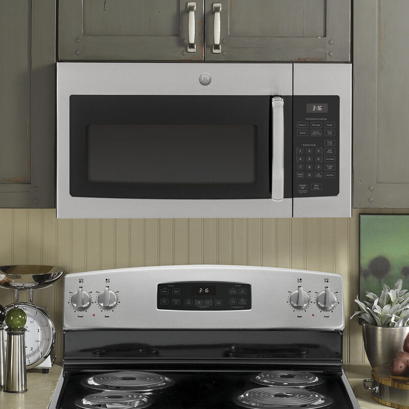 GE 30" 1.6 Cu. Ft. Over-the-Range Microwave with 10 Power Levels & 300 CFM - Stainless Steel, Stainless Steel, hires