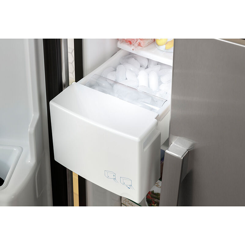 GE 33 in. 23.0 cu. ft. Energy Star Side-by-Side Refrigerator with External Ice & Water Dispenser - White, White, hires