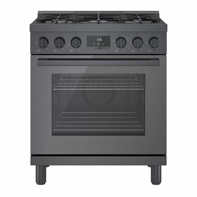 Bosch 800 Series 30 in. 3.6 cu. ft. Standard Convection Gas Range with 5 Sealed Burners - Black Stainless Steel | HGS8045UC
