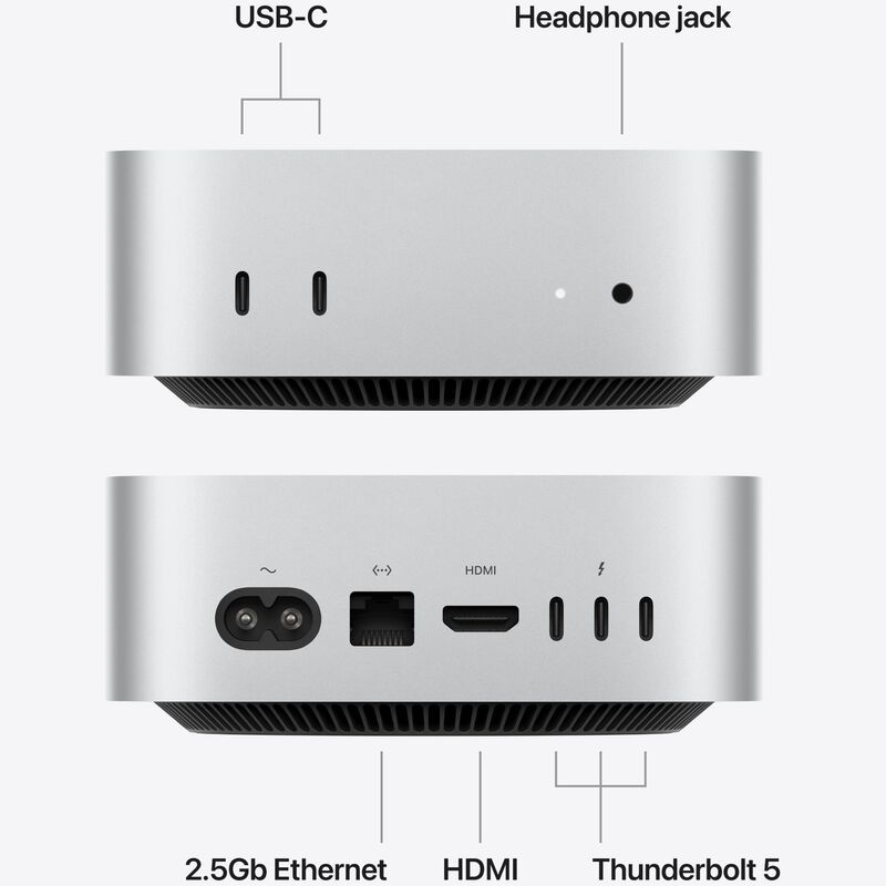Apple Mac Mini with Apple M5 Pro 15-Core CPU, 16-Core GPU, 24 GB RAM, 512 GB SSD & Mac OS - Silver, , hires
