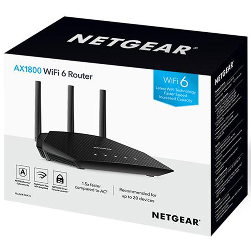 Netgear 4-Stream Dual-Band WiFi 6 Router, 1.8Gbps, , hires