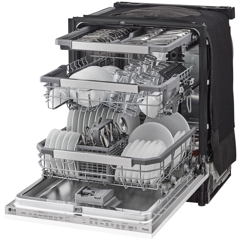 LG Studio 24 in. Top Control Flush-Mount Smart Dishwasher with 45 dBa Sound Level, 3rd-Rack & Dynamic Dry - Custom Panel Ready, , hires