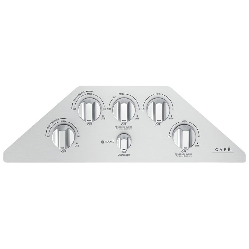 Cafe 36 in. 5-Burner Natural Gas Cooktop with Griddle, Simmer Burner & Power Burner - Stainless Steel, , hires