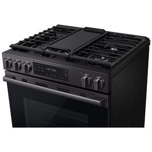 Samsung Bespoke 30 in. 6.0 cu. ft. Smart Air-Fry True European Convection Slide-In Gas Range with 5 Sealed Burners & Griddle - Matte Black Steel, Matte Black Steel, hires