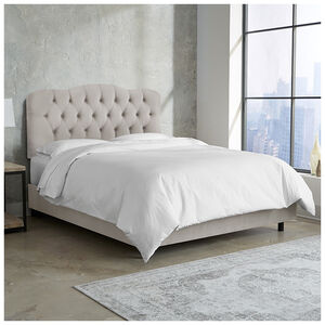 Skyline Furniture Tufted Velvet Fabric Upholstered King Size Bed - Light Grey, Gray, hires