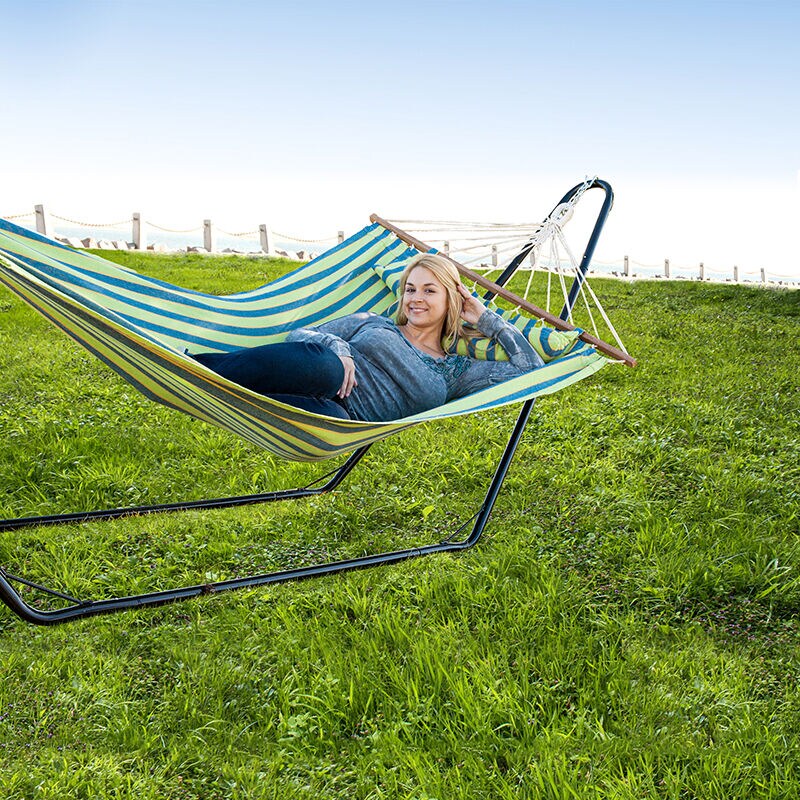Bliss 10' Steel Hammock Stand | Black Powder Coat Finish | 250lbs Weight Capacity, , hires