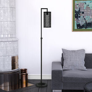 Hudson & Canal Parthen Blackened Bronze Floor Lamp with Perforated Metal Shade, , hires