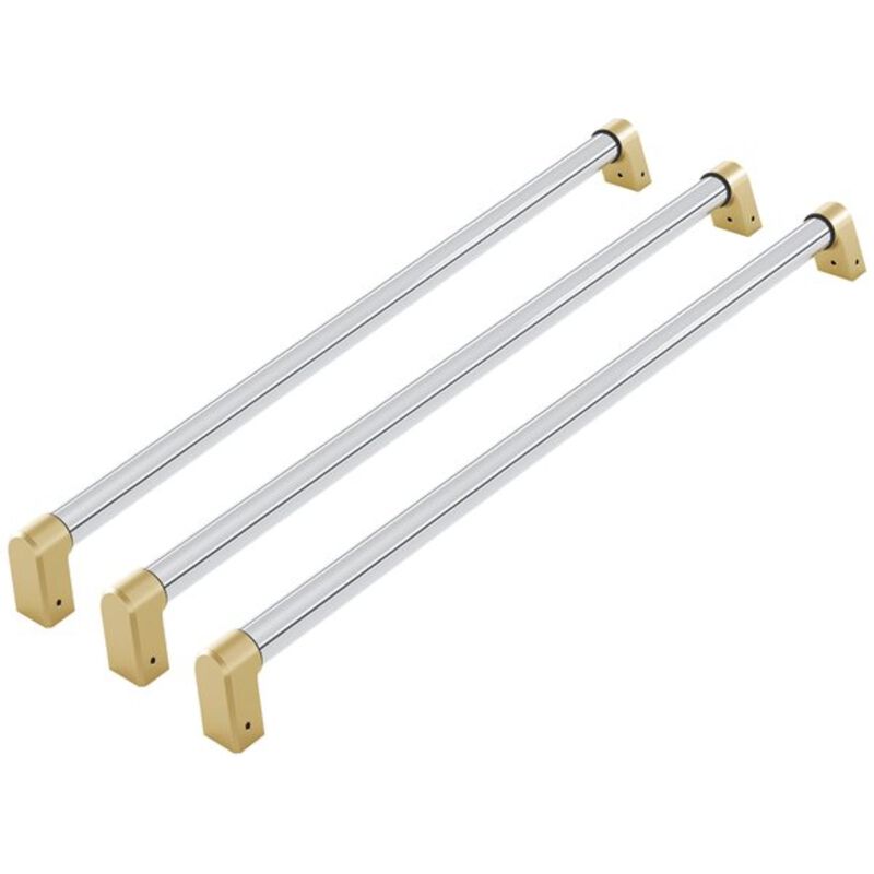 Bertazzoni Master Series Handle Kit for 36" French Door Refrigerator RFD36FZN - Stainless Steel with Gold Accents, , hires