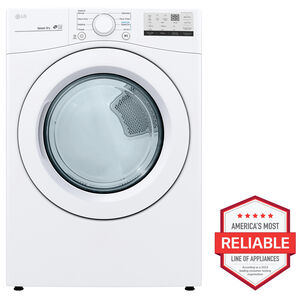 LG 27 in. 7.4 cu. ft. Stackable Electric Dryer with Sensor Dry Technology - White, , hires