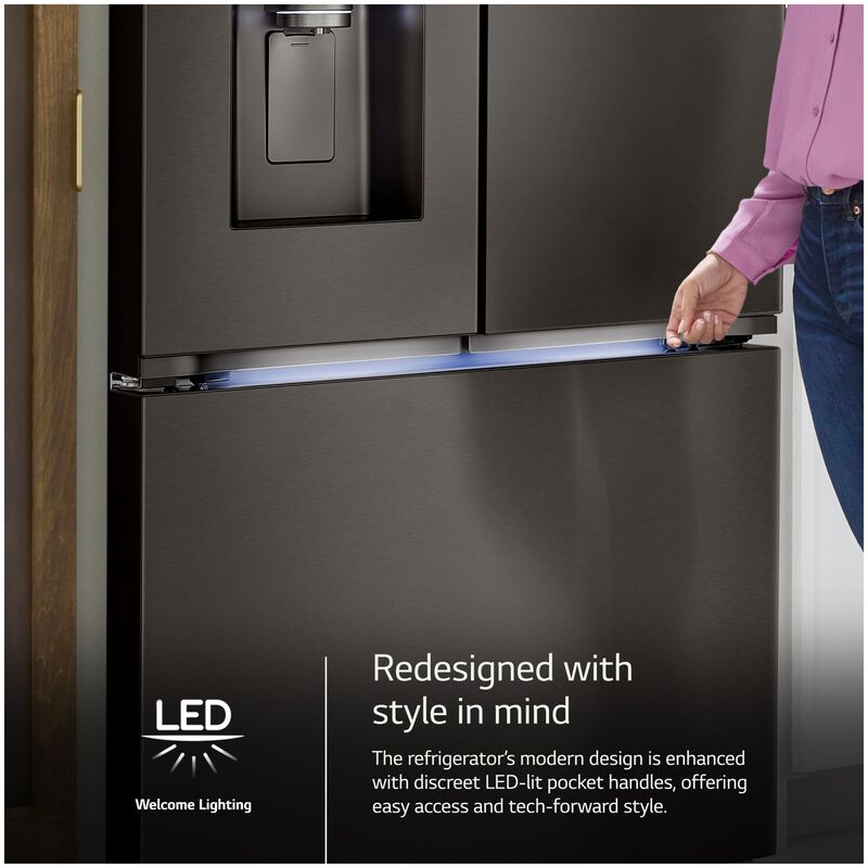 LG 36 in. 25.5 cu. ft. Smart Counter Depth French Door Refrigerator with Ice & Water Dispenser - PrintProof Black Stainless Steel, PrintProof Black Stainless Steel, hires