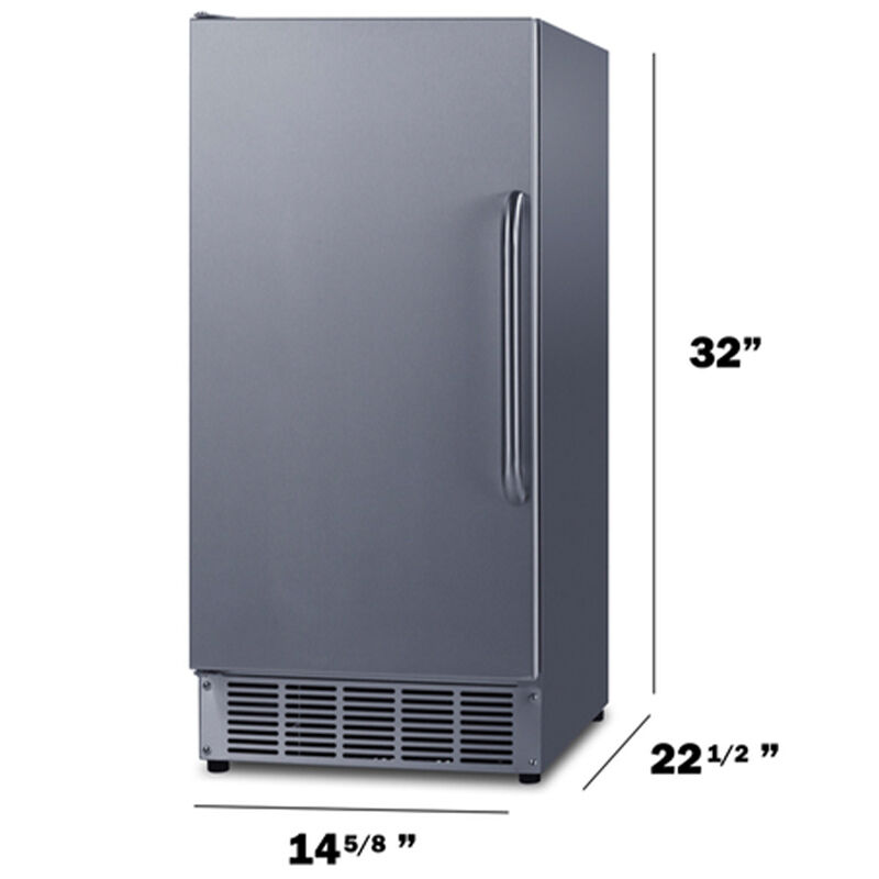 Summit 15 in. Built-In Undercounter Commercial-Use Ice Maker with 25 lb. Ice Storage, Auto-Defrost & Digital Control - Stainless Steel, , hires