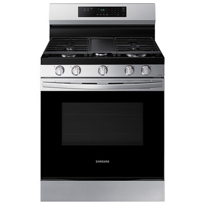 Samsung 30 in. 6.0 cu. ft. Smart Oven Freestanding Gas Range with 5 Sealed Burners & Griddle - Stainless Steel | NX60A6311SS