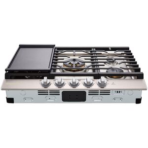 LG SIGNATURE 30 in. 5-Burner Smart Natural Gas Cooktop with EasyClean, Simmer Burner & Power Burner - Stainless Steel, , hires
