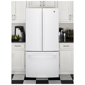 GE 33 in. 18.6 cu. ft. Counter Depth French Door Refrigerator with Internal Water Dispenser - White, White, hires