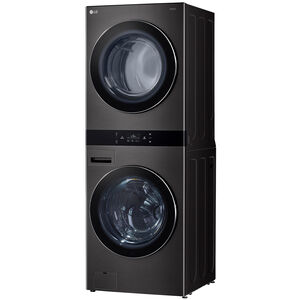 LG 27 in. 5.0 cu. ft. Smart Gas Front Load WashTower with AI Sensor Dry, TurboSteam, Allergiene Cycle, ezDispense, AI DD 2.0 Advanced Washing, Sensor Dry, Sanitize & Steam Cycle - Black Steel, , hires