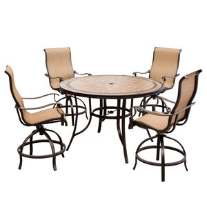Hanover Monaco 5-Piece High-Dining Bar Set with Sling Back Chairs, , hires