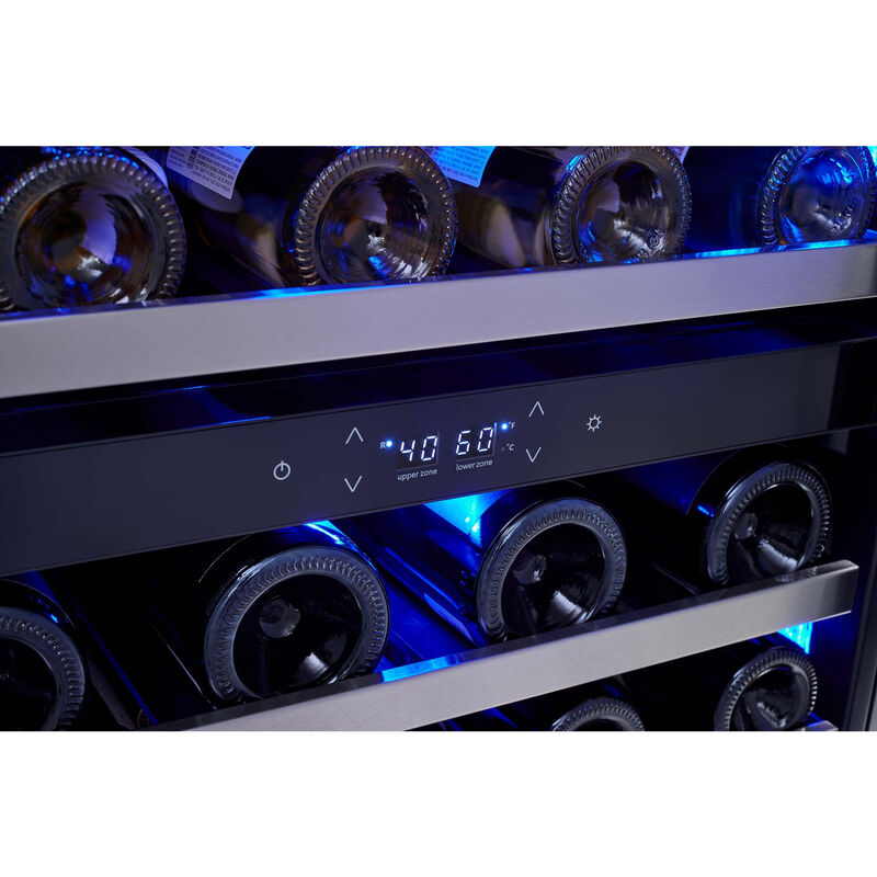 Zephyr Presrv Series 24 in. Compact Built-In/Freestanding 4.7 cu. ft. Wine Cooler with 37 Bottle Capacity, Dual Temperature Zone & Digital Control - Stainless Steel, , hires