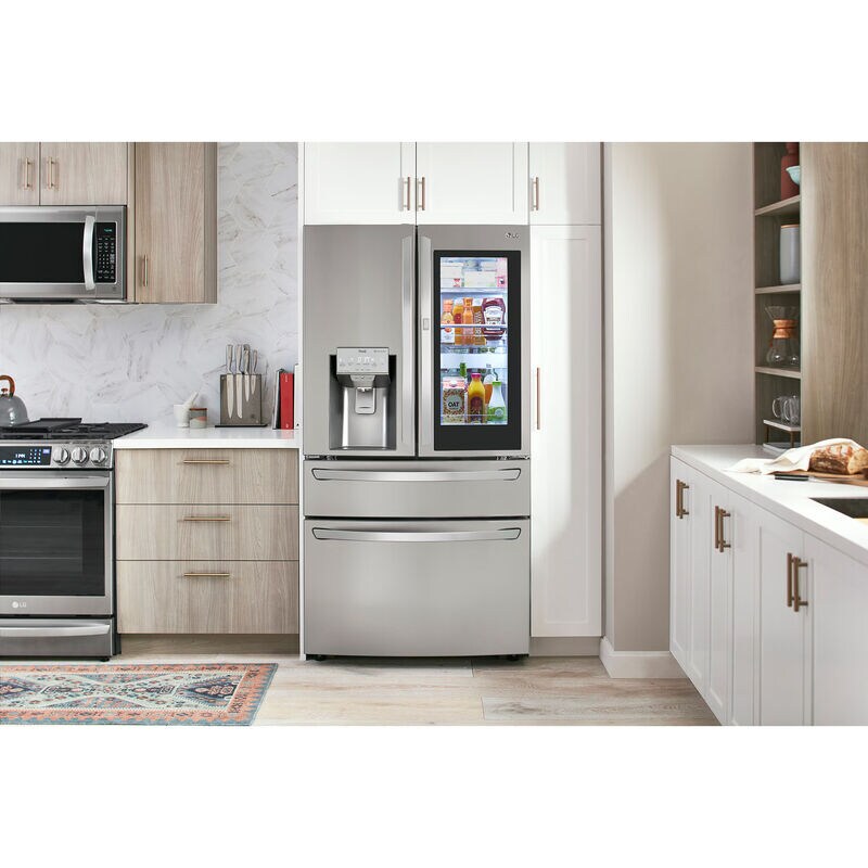 LG InstaView 36 in. 22.5 cu. ft. Smart Counter Depth 4-Door French Door Refrigerator with Ice & Water Dispenser - PrintProof Stainless Steel, PrintProof Stainless Steel, hires
