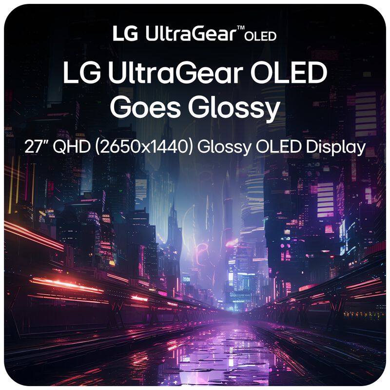 LG 27 in. UltraGear Glossy OLED QHD 1440p 240Hz 0.03ms G-Sync Compatible Gaming Monitor with HDMI - Black, , hires