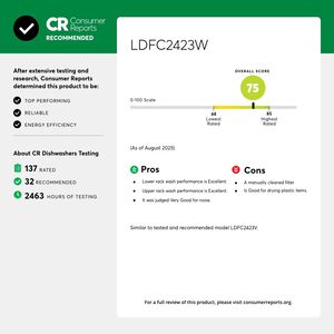 LG 24 in. Built-In Dishwasher with Front Control, 52 dBA Sound Level, 15 Place Settings & 5 Wash Cycles - White, , hires