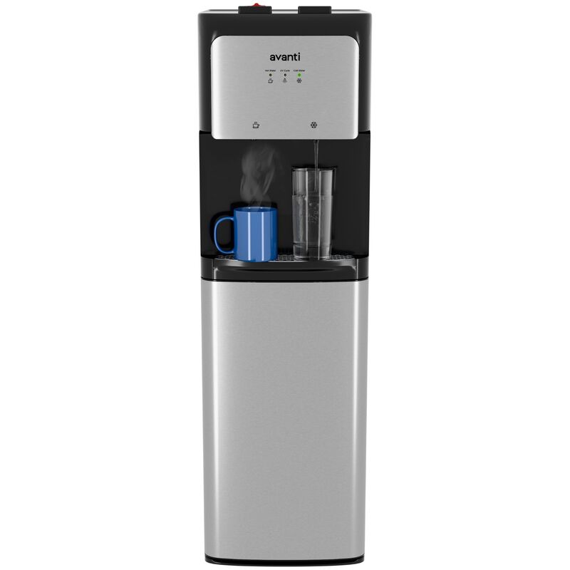 Avanti 12 in. Freestanding Hot & Cold Water Dispenser with Child Safety Guard - Stainless Steel with Black Cabinet, , hires