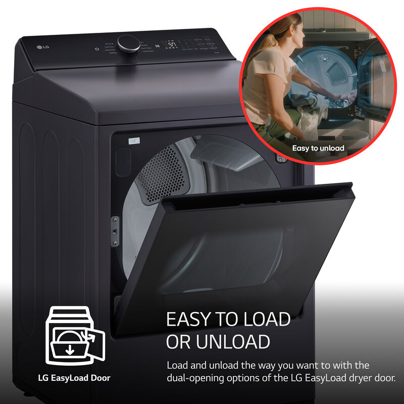 LG 27 in. 7.3 cu. ft. Smart Electric Dryer with EasyLoad Door & AI Sensor Dry - Matte Black, Matte Black, hires