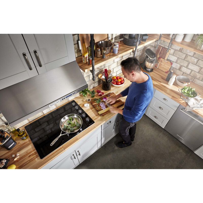KitchenAid 30 in. 5-Burner Electric Cooktop with Simmer Burner & Power Burner - Stainless Steel, , hires