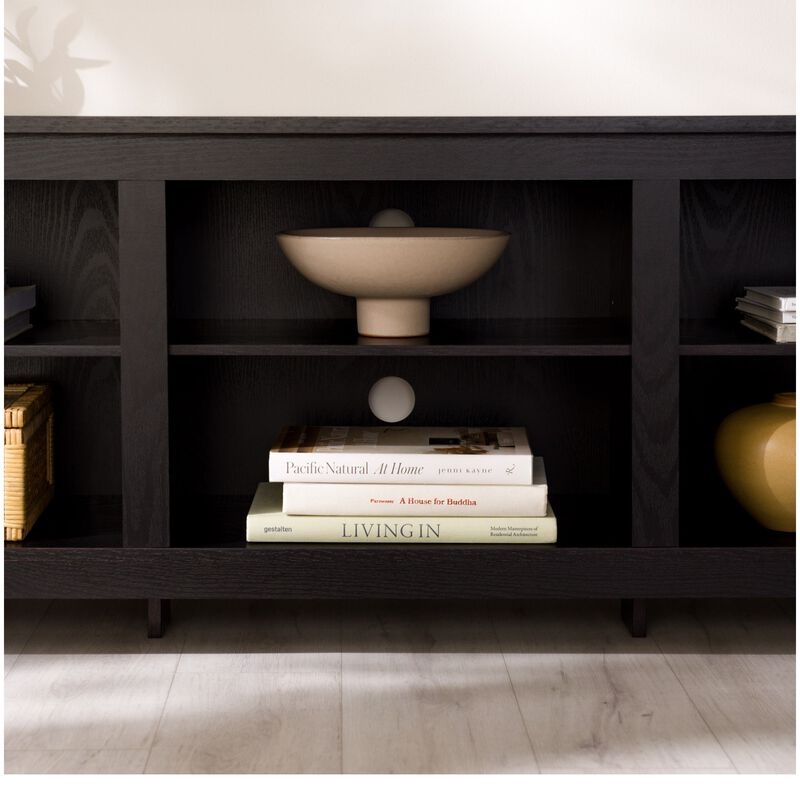 Walker Edison Essential 70 in. Rustic Wood TV Stand - Black, , hires