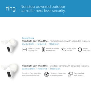 Ring Floodlight Cam Wired Plus with motion-activated 1080p HD video, White (2021 release), , hires