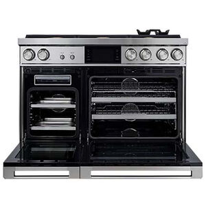 Dacor 48 in. 6.6 cu. ft. Smart Convection Double Oven Freestanding Natural Gas Dual Fuel Range with 6 Sealed Burners - Silver Stainless, , hires