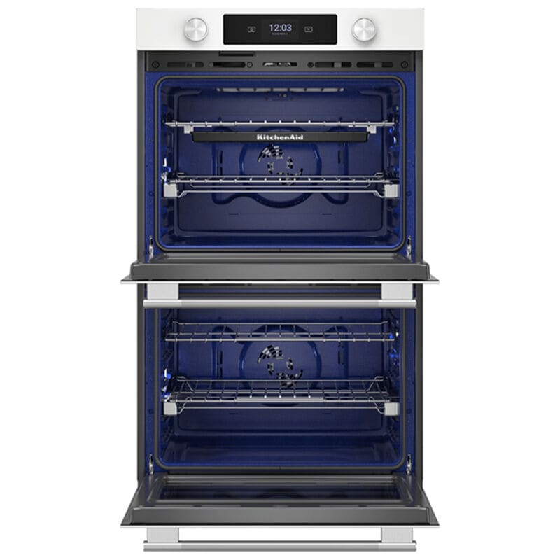 KitchenAid 30 in. 10.0 cu. ft. Smart Top Control Steam Electric Double Wall Oven with True European Convection - White, , hires