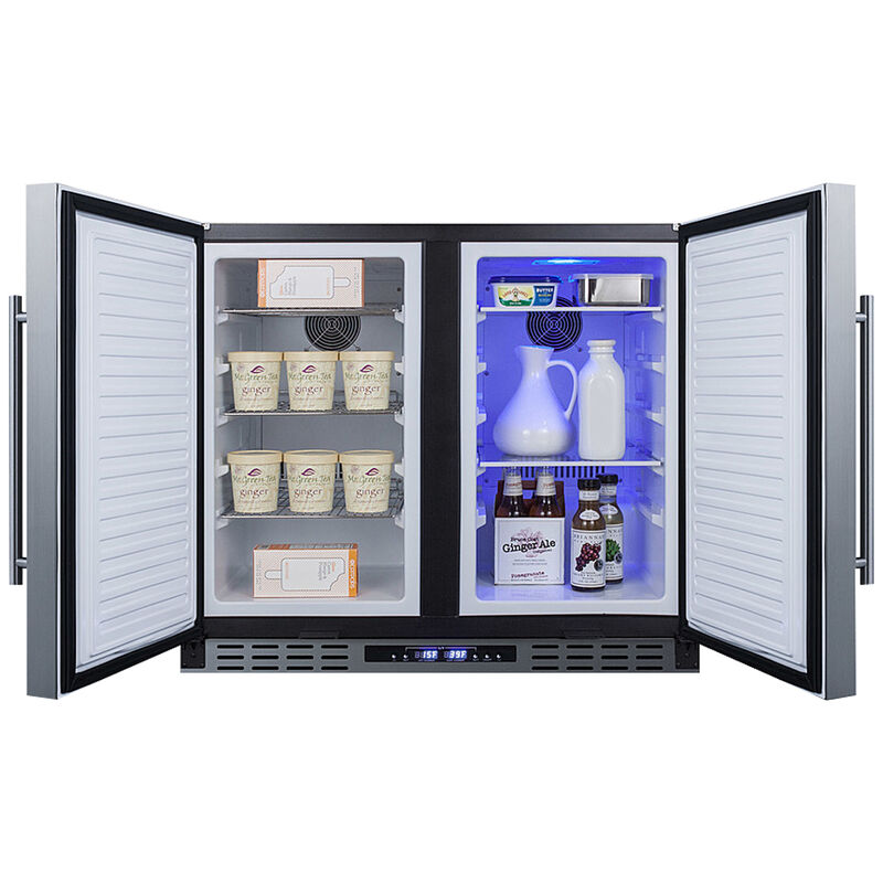 Summit 36 in. 5.8 cu. ft. ADA Compliant Side by Side Undercounter Refrigerator - Stainless Steel with Black Cabinet, , hires