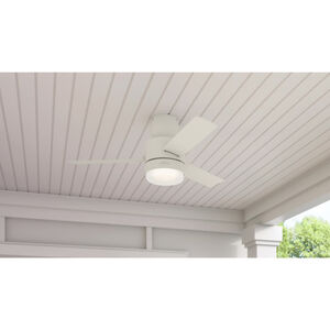 Hunter Casablanca 44 in. Gilmour Low Profile Damp Rated Ceiling Fan with LED Light Kit and Handheld Remote - Matte White, Matte White, hires