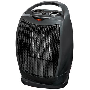Lifesmart 1500 W Oscillating Ceramic Space Heater with 2 Heat Settings & Overheat Safety Shut-Off - Black, , hires