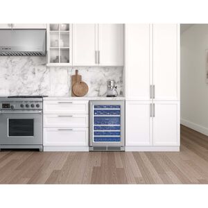 Zephyr Presrv Series 24 in. Undercounter Wine Cooler with Wood Racks, Dual Temperature Zones & 45 Bottle Capacity - Stainless Steel, , hires