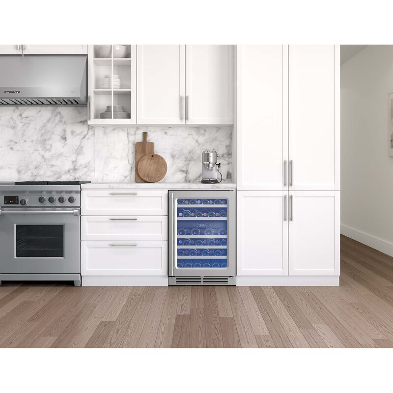 Zephyr Presrv Series 24 in. Undercounter Wine Cooler with Wood Racks, Dual Temperature Zones & 45 Bottle Capacity - Stainless Steel, , hires
