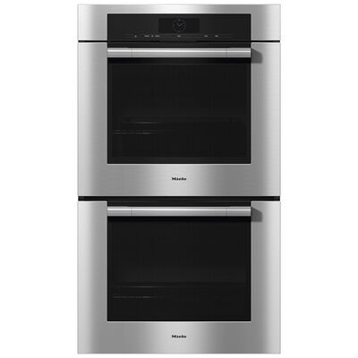 Miele ContourLine Series 30 in. 9.2 cu. ft. Electric Smart Double Wall Oven with Dual Convection & Self Clean - Clean Touch Steel | H7780BP2CTS