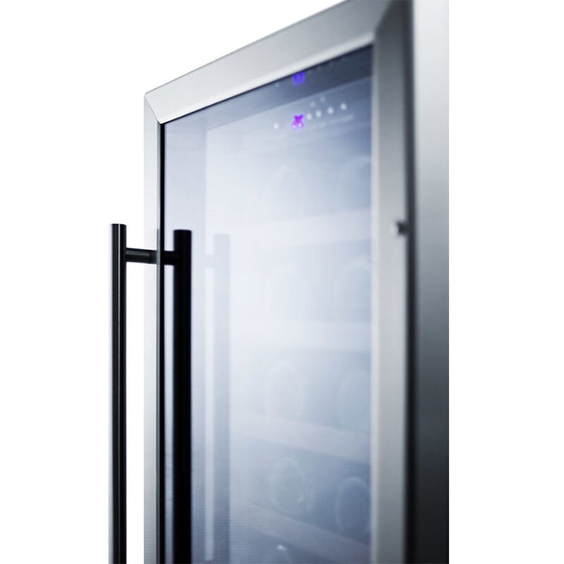 Summit 18 in. Undercounter Wine Cooler with Wood Racks, Single Temperature Zone & 34 Bottle Capacity - Stainless Steel, , hires